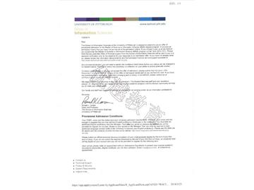 恭喜陳同學成功申請到匹茲堡大學研究生信息科學專業(yè)--優(yōu)越教育