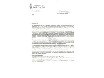 恭喜于同學成功申請到多倫多大學本科社科專業(yè)--優(yōu)越教育
