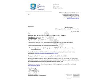 恭喜周同學成功申請到謝菲爾德大學研究生會計與金融專業(yè)--優(yōu)越教育
