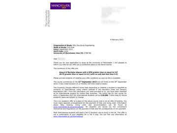 恭喜陸同學成功申請到曼徹斯特大學土木工程專業(yè)--優(yōu)越教育