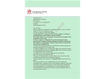 恭喜張同學獲得艾塞克斯大學會計與金融管理碩士通知書