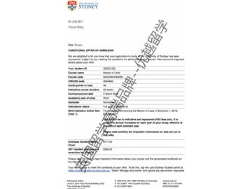 2018offer：恭喜吳同學(xué)獲得悉尼大學(xué)法學(xué)碩士通知書