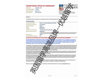 2018offer：恭喜吳同學(xué)獲得阿德萊德大學(xué)國(guó)際管理專業(yè)碩士通知書
