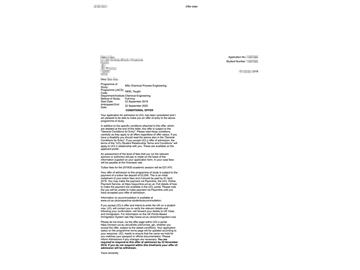 2019offer：恭喜韓同學(xué)獲得倫敦大學(xué)學(xué)院化學(xué)加工工程專業(yè)碩士通知書
