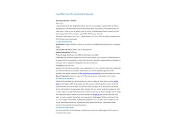 2019offer：恭喜馬同學獲得華威大學管理學專業(yè)碩士通知書