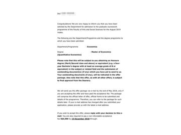 2019offer：恭喜吳同學(xué)獲得新加坡國立大學(xué)（世界排名：11）經(jīng)濟(jì)學(xué)專業(yè)碩士通知書