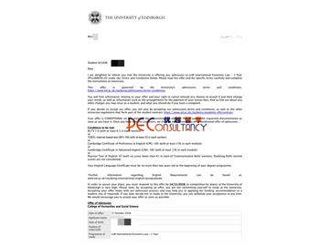 2019offer：恭喜徐同學(xué)獲得愛(ài)丁堡大學(xué)（世界排名：18）國(guó)際經(jīng)濟(jì)法專(zhuān)業(yè)碩士通知書(shū)