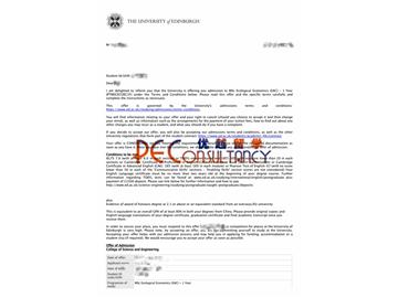 2019offer：恭喜李同學(xué)獲得愛(ài)丁堡大學(xué)（世界排名：18）生態(tài)經(jīng)濟(jì)學(xué)專(zhuān)業(yè)碩士通知書(shū)