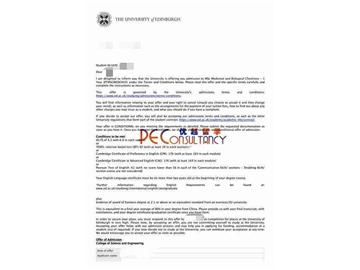 2019offer：恭喜李同學獲得愛丁堡大學（世界排名：18）醫(yī)學與生物化學專業(yè)碩士通知書