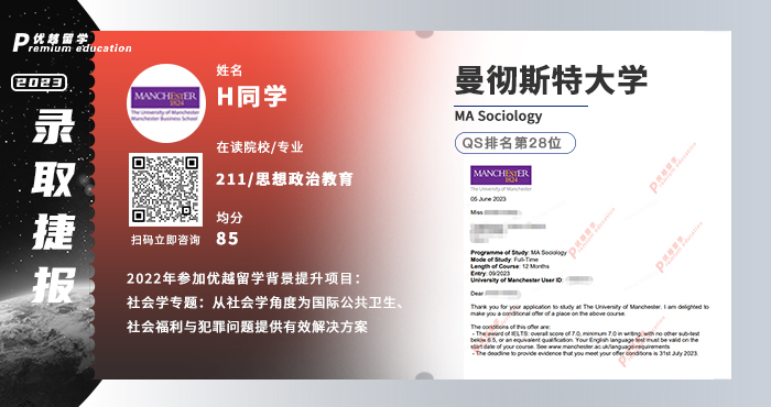 2023offer（英國碩士）: 【曼徹斯特大學】社會學專業(yè)